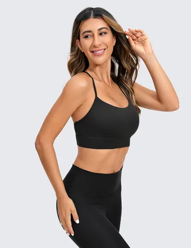 Vista 2 de CRZ YOGA Butterluxe - Brasier deportivo con espalda en Y para mujer, tirantes delgados, sin varillas, cuello redondo, atlético, acolchado, para yoga