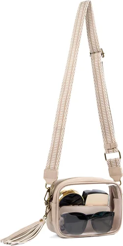 Vista 7 de Yarnic Bolsa Transparente Aprobada para Estadios, Bolso Cruzado Transparente de PVC Bolsa Cruzada Pequeña Transparente con Correa de Hombro Ajustable