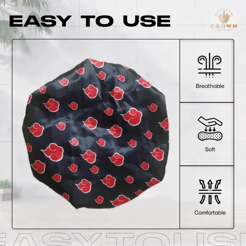 Vista 7 de Double Layer Reversible Anime Bonnet for Men and Women - Comfortable Satin Silky Fabric with Elastic Soft Band