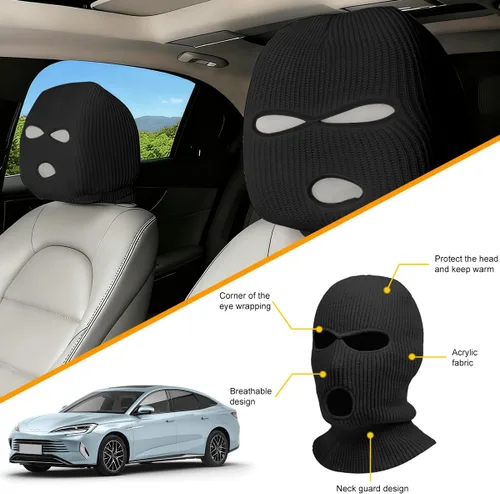 Vista 4 de 2 piezas de fundas para reposacabezas de automóvil, protector de cara completa personalizado y divertido para vehículos, envoltura de protección