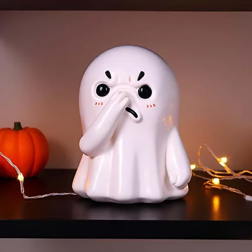 Vista 9 de Figura de fantasma de nariz sosteniendo: divertida estatua de fantasma de Halloween para decoración de baño o estante, adornos espeluznantes