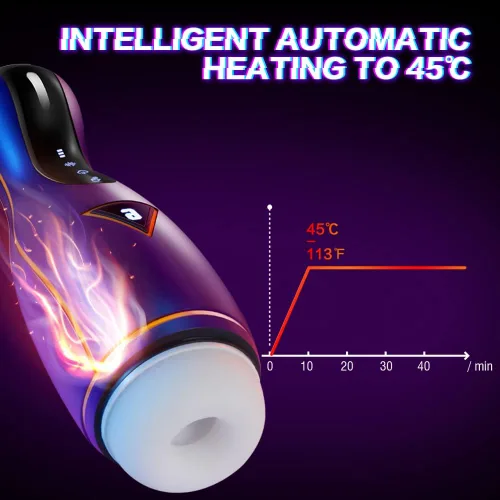 Vista 4 de Máquina sexual de succión automática para mamadas, masturbador masculino LED, juguetes sexuales para adultos, calefacción vibratoria, manos libres