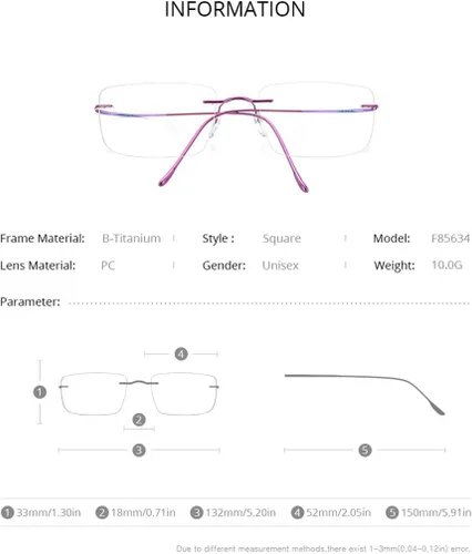 Vista 2 de FONEX F85634 - Marco de lentes de titanio, sin marco, para hombres y mujeres