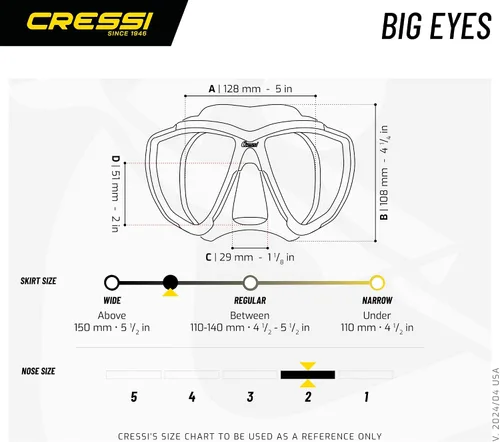 Vista 5 de Cressi Máscara de buceo para adultos con lente inclinada para buceo - Big Eyes: Made in Italy