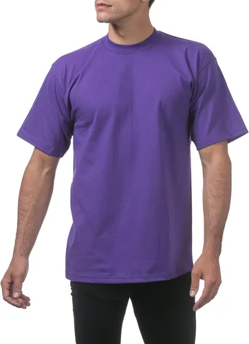 Vista 4 de Pro Club - Camiseta de manga corta para hombre, algodón pesado, cuello redondo