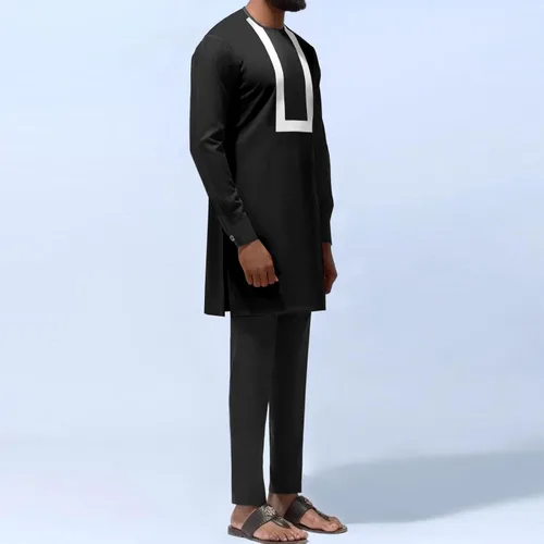 Vista 7 de Ropa de moda para hombre africano, camiseta y pantalones de manga larga para hombre, otoño, invierno, casual, talla grande, para hombre
