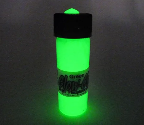 Vista 2 de Pintura de visión nocturna de color verde y pistola de brillo verde, 0.2 fl oz Vial mediano, concentrado, brillante, luminiscencia de larga