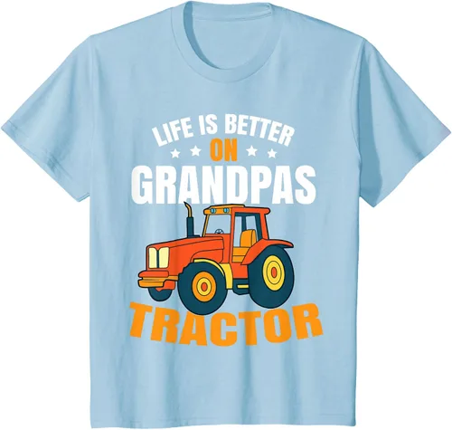 Vista 9 de Life Is Better On Grandpas Tractor Kids Farm Tractor Boy Camiseta, Negro