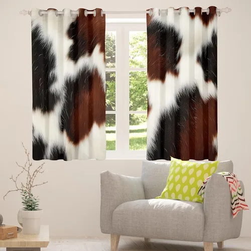Vista 3 de Erosebridal Cortinas opacas con estampado de vaca lindo 30-50% para dormitorio, cortinas de piel de vaca de 38 pulgadas de ancho x 45 pulgadas