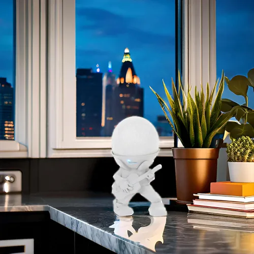 Vista 6 de Splin Soporte de mesa compatible con Amazon Alexa Smart Speaker Echo Dot (4ª y 5ª generación) y Apple HomePod Mini, Vegas Boy (blanco)