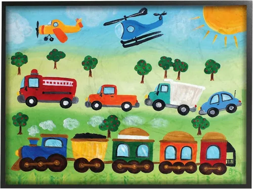 Vista 9 de Placa de pared The Kids Room by Stupell Aviones, trenes y automóviles, 11 x 14 pulgadas