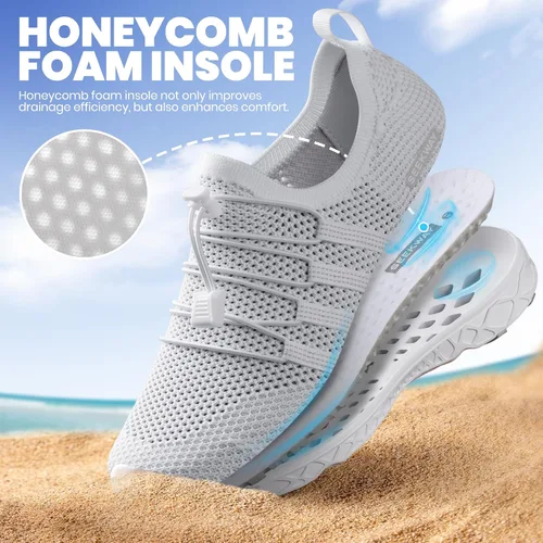 Vista 5 de SEEKWAY - Zapatos acuáticos para hombre y mujer, de secado rápido, zapatos tipo descalzo para playa, surf, senderismo, piscina, deportes acuáticos