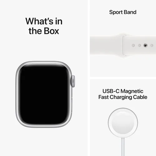 Vista 6 de [Usado] Apple Watch Series 8 [GPS + Cellular 41mm] Reloj inteligente con caja de aluminio plateado y correa deportiva blanca - S/M. Rastreador