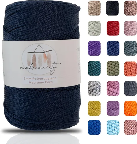 Vista 32 de Makromecity, Cordón de macramé de poliéster de 2 mm x 250 yardas (750 pies) Cordón de macramé de 2 mm de polipropileno para arte y manualidades