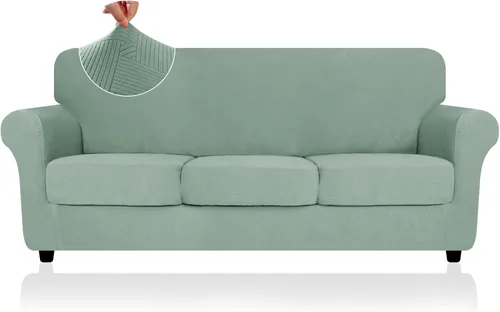 Vista 39 de ZNSAYOTX 2026 Funda de silla a rayas de 2 piezas (79 cm - 117 cm), funda de sillón elástica gruesa con banda elástica antideslizante y lazos