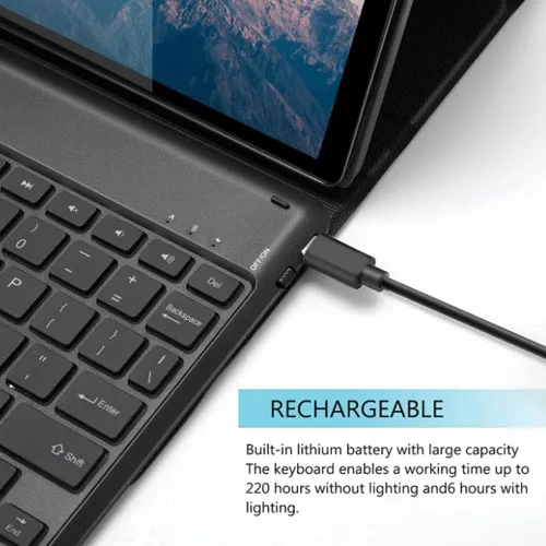 Vista 3 de Touchpad Galaxy Tab A 8.0 2019 Funda con teclado SM-T290, retroiluminación de 7 colores desmontable teclado inalámbrico Bluetooth multi-ángulos