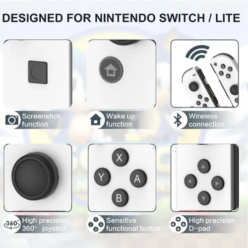 Vista 4 de XIBALAN Joypad for Switch, Replacement for Switch Controllers Joypad, Upgraded Switch Joypad with Dual VibrationWake-upScreenshot,White