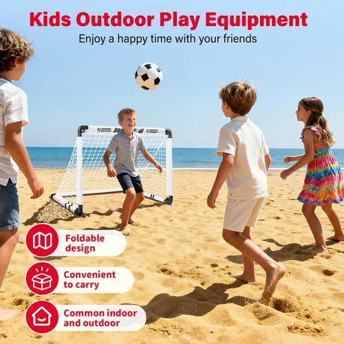 Vista 9 de KETIEE Porterías de fútbol para niños para patio trasero: juego de porterías de fútbol plegables de 35 x 23 pulgadas, portería de fútbol portátil