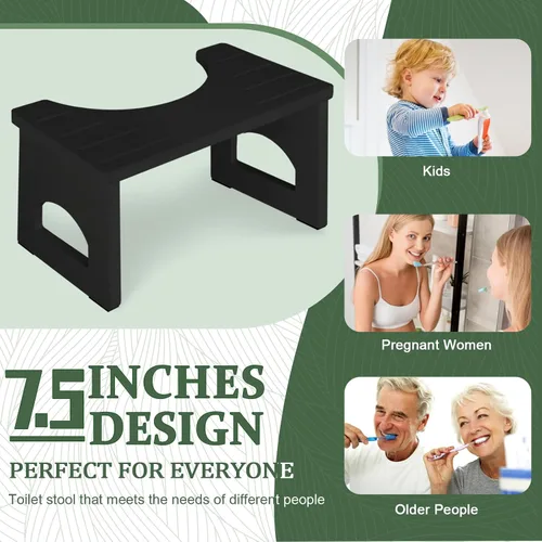 Vista 6 de Taburete de inodoro plegable, taburete de 7 pulgadas para defecar para baño, taburete de inodoro de bambú en cuclillas para adultos, taburete