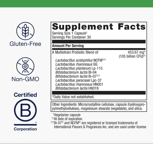 Vista 4 de Metagenics UltraFlora BiomePro Suplemento probiótico – Fórmula multicepa de 105 mil millones de UFC con Lactobacillus acidophilus – estable