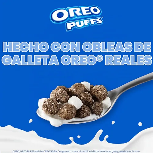 Vista 7 de Post OREO PUFFS® Cereal de desayuno de chocolate, taza de 1 oz, paquete de 12 Bocadillos de chocolate con malvaviscos y rico sabor a galleta