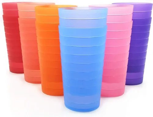 Vista 5 de KX-WARE Mixed Drinkware - Juego de 12 vasos de plástico de 22 onzas, vasos para beber, tazas de fiesta, vasos de té helado, color negro
