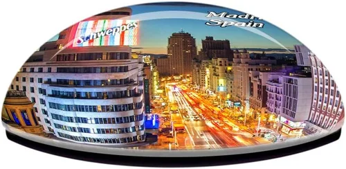 Vista 3 de Spain Street Madrid Imán de nevera 3D Cristal de cristal turístico ciudad viaje recuerdo colección regalo fuerte nevera etiqueta engomada