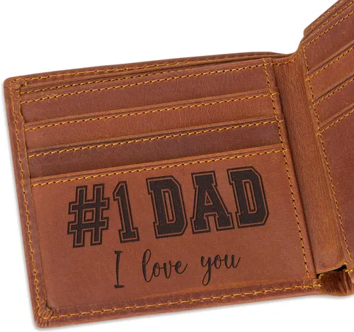 Vista 3 de kullder Billetera grabada para hombre, regalo personalizado de cuero para hombre, regalo para marido, papá, hijo, cumpleaños, Navidad, aniversario
