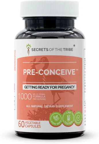 Vista 6 de Secrets of the Tribe - Preconcebir, prepararse para el embarazo, mezcla de suplementos herbales (120 cápsulas)