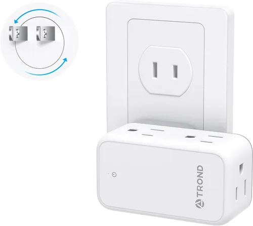 Vista 9 de TROND Extensor de toma de pared de enchufe múltiple con enchufe giratorio Blanco