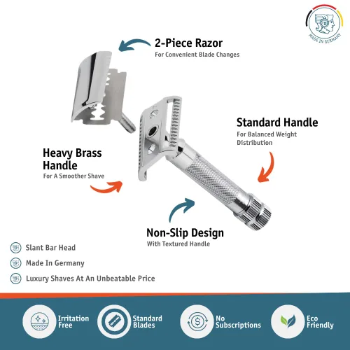 Vista 2 de Rasuradora de seguridad Merkur-razor 37c, cromado con barra inclinada