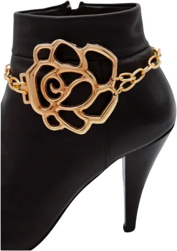 Vista 8 de TrendyFashionJewelry Pulsera de metal dorado con cadena de botas occidentales para mujer, dije envolvente con múltiples ondas, Metal