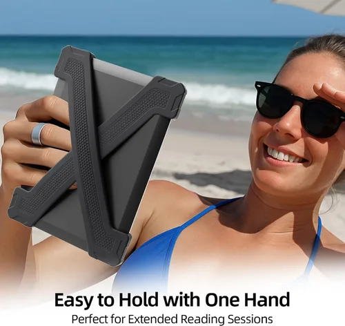 Vista 3 de ELETIUO Correa de mano para Kindle/Kobo/Kindle/E-Readers de 6 pulgadas, Paperwhite 7-10 Gen, paquete de 2 agarraderas ergonómicas de silicona Negro