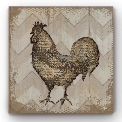 Vista 14 de Renditions Gallery Arte moderno de gallina con flores sobre lienzo estirado para decoración de pared