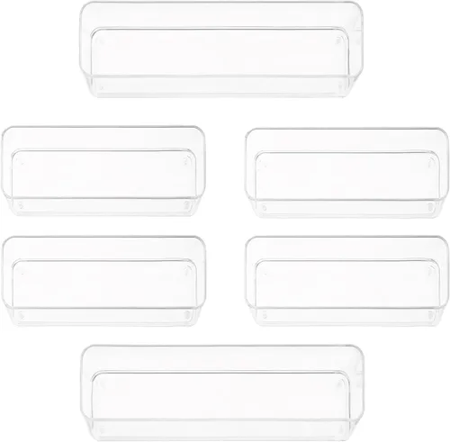 Vista 12 de primebox Organizadores de cajones de acrílico transparente de plástico. Baño, cocina, dormitorio, utensilios, cubos organizadores de oficina