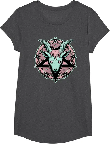 Vista 74 de Camiseta Kawaii Paste Creepy Goat Pentacle, Negro