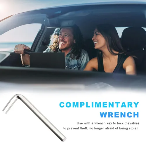 Vista 5 de Dickno 4 piezas tapas de vástago de válvula de neumático de coche con cierre, cubiertas antirrobo para vástago de válvula de rueda automática