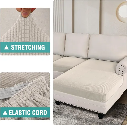 Vista 6 de Funda de sofá seccional de 3 piezas para sofá seccional en forma de L, protector elástico de muebles para sofá seccional izquierdo o derecho