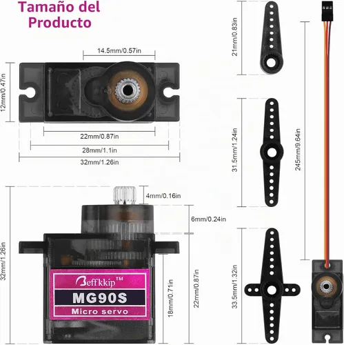 Vista 7 de 2 piezas MG90S 9g Micro Servo Motor Metal Gear para RC Robot Coche Avión Helicóptero Mini Servos para Arduino Proyecto Compact 9g servos with