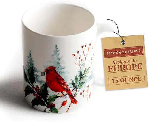Vista 196 de Maison d' Hermine Taza de café con asas, tazas de porcelana fina de hueso, paquete de una taza de té para bebidas calientes, capuchino, latte