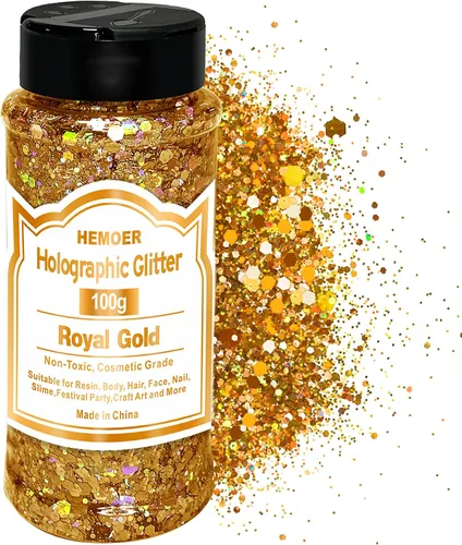 Vista 13 de HEMOER Purpurina Gruesa Holográfica, 12 Colores de Lentejuelas Brillantes, Conjunto de Purpurina de Poliéster Exclusivo Mixto para Resina Epoxi