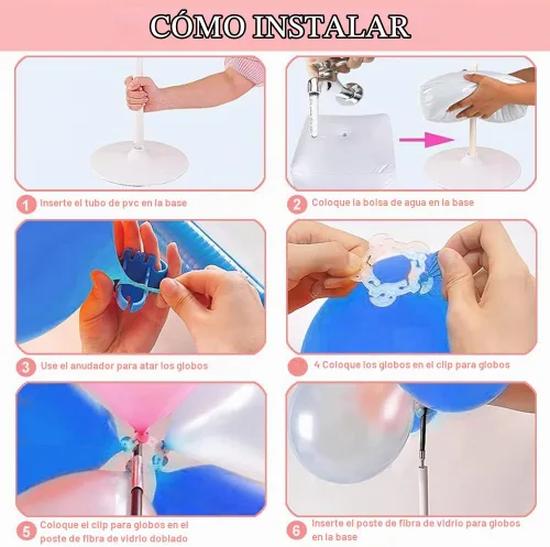 Vista 6 de Kit de arco de globos con bomba de globos, 9 pies de alto y 10 pies de ancho ajustable para arco de globos, marco de arco de globos con base
