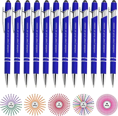 Vista 52 de Bolígrafos personalizados con nombre a granel, juego de bolígrafos personalizados, lápiz capacitivo grabado, logotipo, texto, regalo para negocios