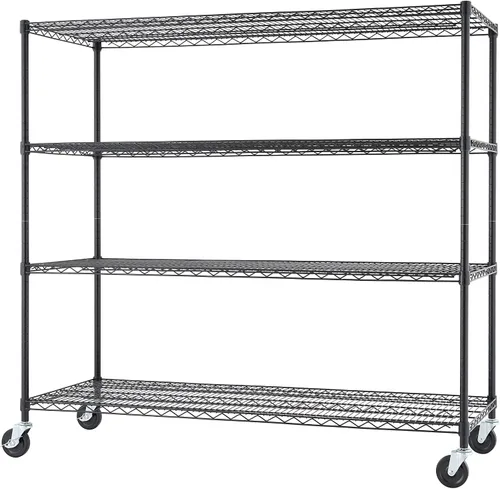 Vista 10 de Trinity Basics Estantería de alambre ajustable de 3 niveles con ruedas para organización de cocina, almacenamiento de garaje, cuarto de lavandería