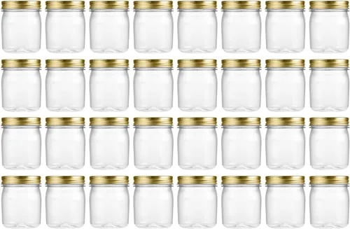 Vista 24 de Novelinks - Tarros de plástico de 8 onzas y tarros de plástico transparente con tapas, 8 onzas 8 Pack, Black, Plastic Containers with Lids, Small