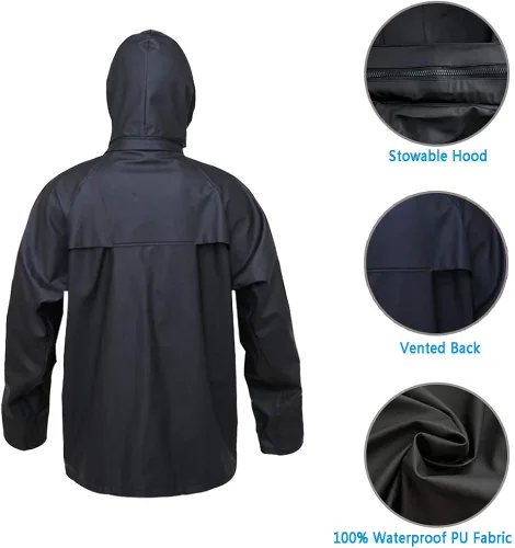 Vista 3 de Niruoxn Traje de lluvia para hombre impermeable para mujer con capucha para guardar para trabajar pescar acampar