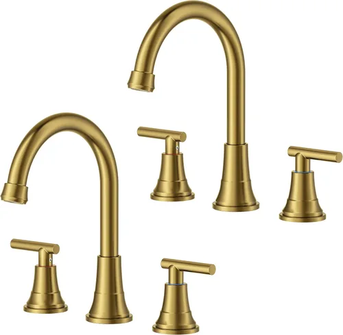 Vista 27 de FORIOUS Juego central de grifos de baño negros y dorados, grifo comercial Negro y dorado