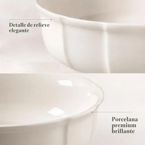 Vista 3 de Villeroy & Boch Manoir - Cuenco para postre, color blanco cremoso, 12 onzas