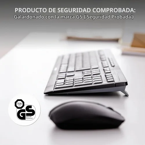 Vista 6 de Combo de escritorio CHERRY Stream, teclado inalámbrico y mouse Conexión de 2,4 GHz, teclas silenciosas, diseño delgado, escritura cómoda, funciona