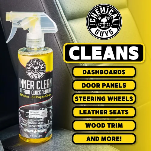 Vista 6 de Chemical Guys SPI_663_16 InnerClean Detallador y protector rápido de interiores (16 fl oz/473 ml), amarillo Spray-and-wipe detailer cleans and